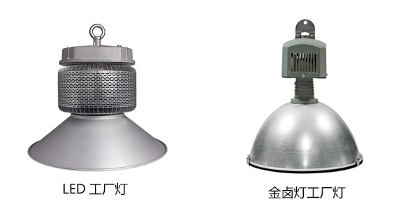 LED工廠(chǎng)燈和金鹵燈工廠(chǎng)燈對比示意圖
